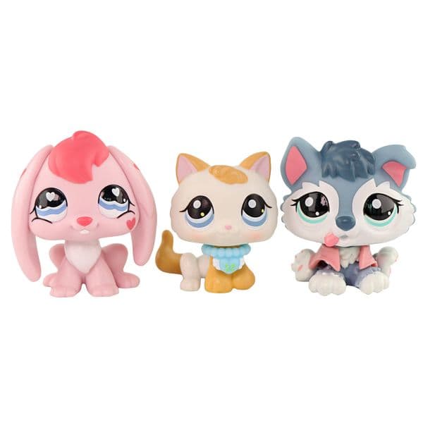 3 pcs Mini Pet Toy LPS Rabbit 557 Kitten 134 Husky Puppy 2036 Collectible Kid Great Gift Playset