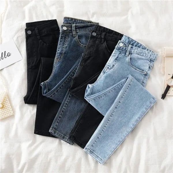 High waist Jeans 38 Womens Spring Autumn Slim Skinny Pants Casual Women Denim Trousers Black Female Stretch Pencil Jeans 260529