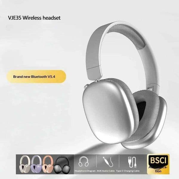 VJE35 True Wireless Headphones Bluetooth V54 Long Battery Life High Quality Sound Over Ear Sports Tf Card Type C Charging W260604
