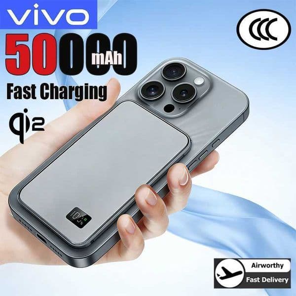 Power VIVO 50000mAh Bank Thin Magnetic Wireless PD25W Fast Charging Portable External Battery for For iPhone Samsung L260604