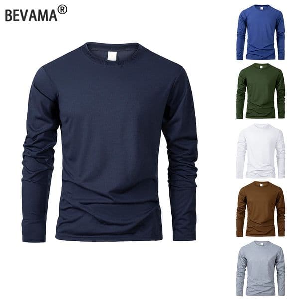 Mens Long Sleeve T Shirts Casual Round Neck Moisture Wicking Tees Male Tops Sports comfortable versatile Tshirts 260604