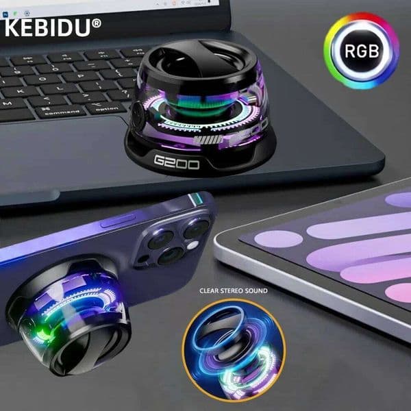 Portable Outdoor Magnetic Phone Holder Bluetooth Mini Travel Stereo Speaker with LED Color Light Wireless Loudspeaker 26W0604