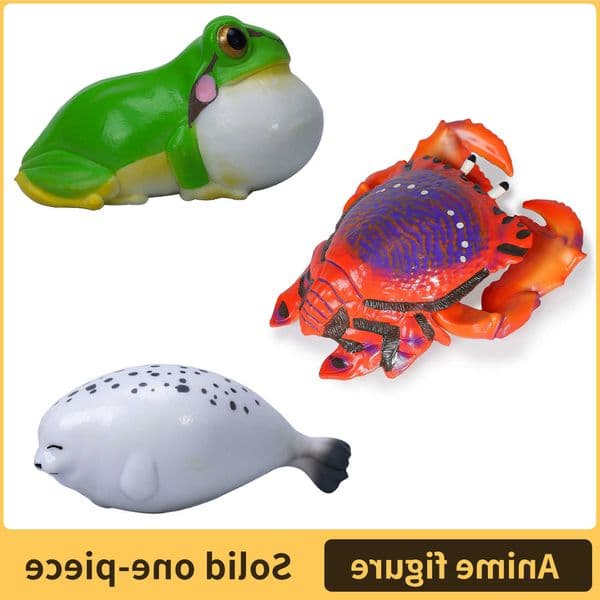 Animal Cute Figurines Set - Crab Seal Frog Mini Collectible Ornaments for Home And Desk Decor L2606048KPZ