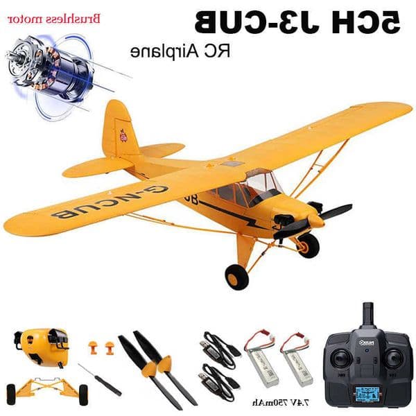 Parkten RC Plane RTF 24G Brushless Motor 3D/6G Remote Control Airplane Wltoys A160 Upgraded J3-CUB Yellow And RED Ready To Fly L260606