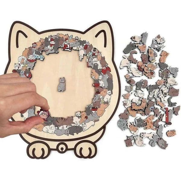 Colorful Wooden Cat Puzzle Unique Animal Shape Jigsaw Puzzle For Home Decor Fun Educational Toys For Kids Adults L260604MBCE