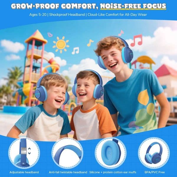 Headphones Wirless Bluetooth For Kids Active Noise Cancelling Headphones Safe Volume Foldable Headset with Mic For Kids TeensL260604