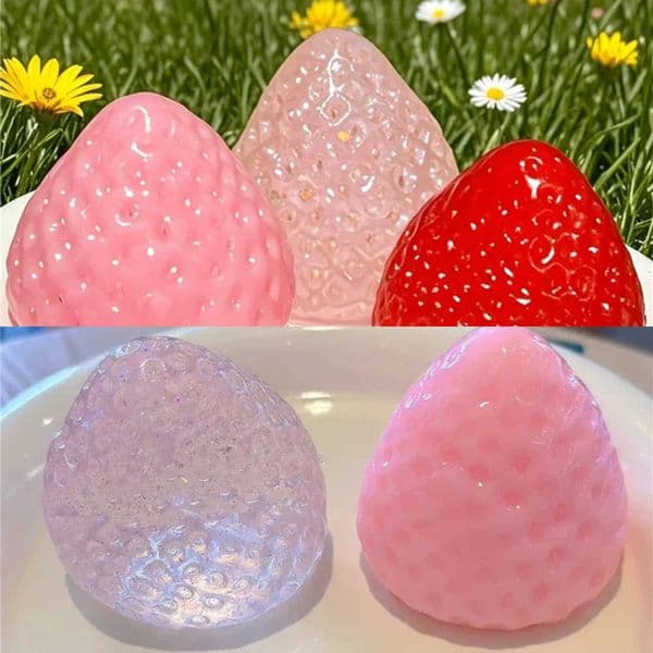 Fidget Fruits Strawberry Toy Realistic Handmade Soft Touch Squeeze Squishy Relief Toy Anxiety Relaxation For Kids Adults Gift L260604