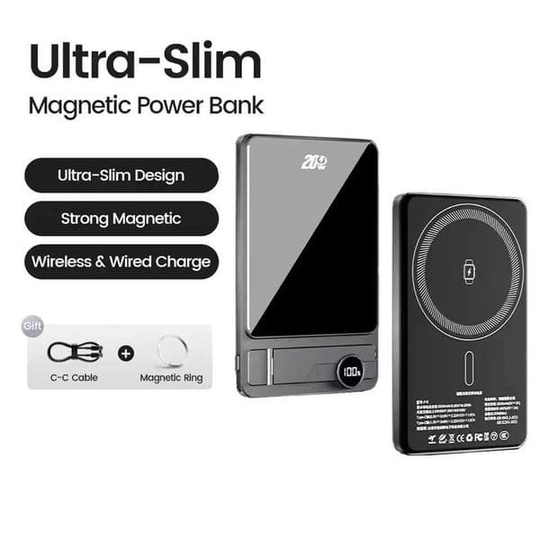 Magnetic Power Wireless Bank For Qi2 Super Fast Charging External Battery for Watch iPhone Portable Charger L260604