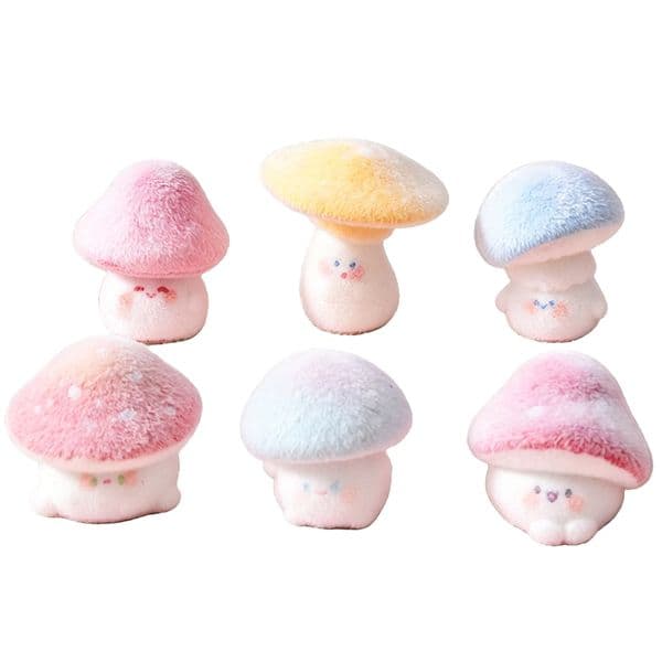 Cute Mushroom Charm - Soft Touch Flocked Resin Figure for Customized Jewelry Projects