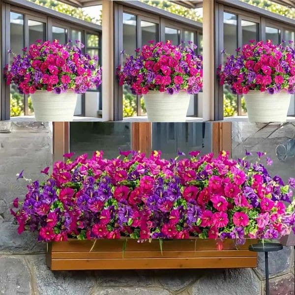 Decorative Flowers 8pcs Of Artificial With UV Protection - Suitable For Indoor And Outdoor Decoration Courtyards Seasonal Celebrations