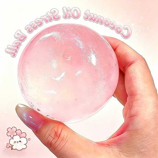 Maltose Squishy Toy Cute Pink Mochi Anti Stress Fidget Toy Soft Simulated Pink Transparent Ball Quick-rebound Decompression Toy M260604