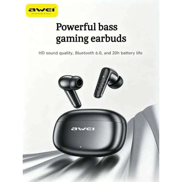 Awei T108 High-quality BT Earbuds in-ear TWS True Wireless Powerful Bass Gaming Earphone for Sports Music Low Latency 26Y0604