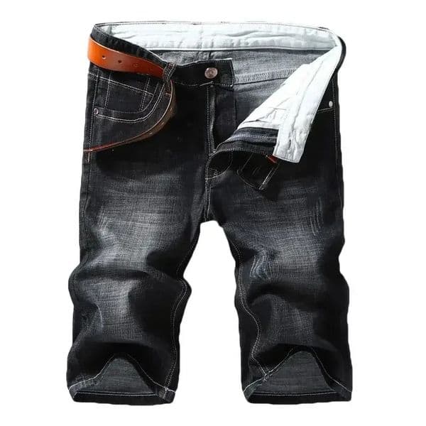 Summer Denim Shorts Black and Blue Mens Clothing Stretch Straight Slim Fit Casual Short Jeans 260604