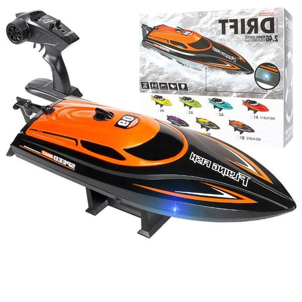 24G 4CH RC Boat Waterproof 25km/H High Speed Electric Racing Speedboat with LED Light Outdoor Lakes Pools Toys for Boys Kids L260604