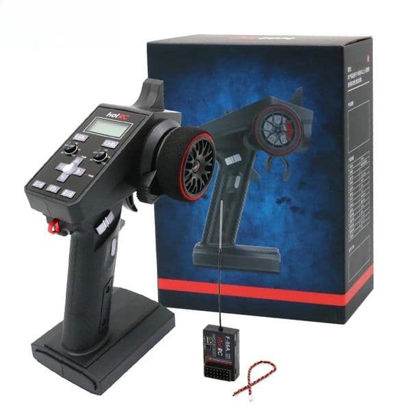 CT 6A 6 Channel 2.4GHz RC Radio Transmitter Set Equipped with F-06A 6Ch Receiver Replacement Parts Suitable for RC Vehicle Car Boat Tank DIY Modification Projects