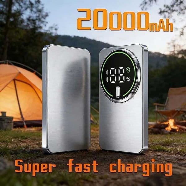 Mobile Ultra-thin 20000mAh Power Bank Magnetic Wireless Fast Charging Portable Electronic Display For iPhone L260604
