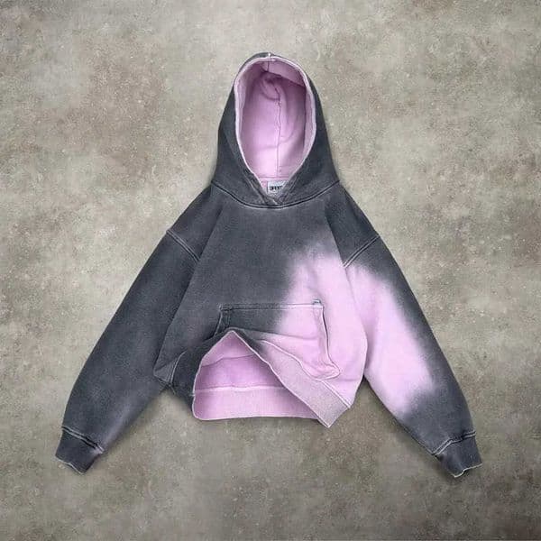 Gothic tie Streetwear dye oversized sportswear hoodie mens hiphop clothing long sved zipper S260604