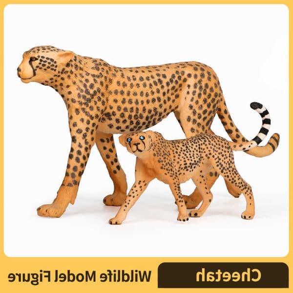 Cheetah Wilderness Model Hand-Painted Resm Figure Wildlife Animal Model Figure Panther Snow leopard toy L260604NVMI