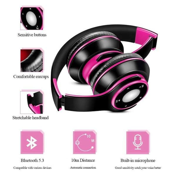 Colorful Earphones Best Wireless Bluetooth 53 Headsets Built-in Mp3 Player Foldable Sport Headphones Stereo Sound For CellphoneL260604