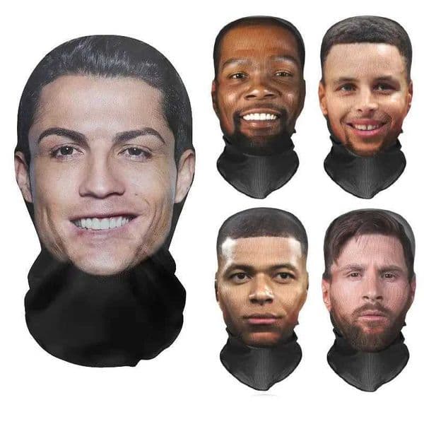 3D Funny Pattern Mesh Face Mask Head Cover Party Halloween Cosplay Props UV Protection Shield Ronaldo Pattern C260604