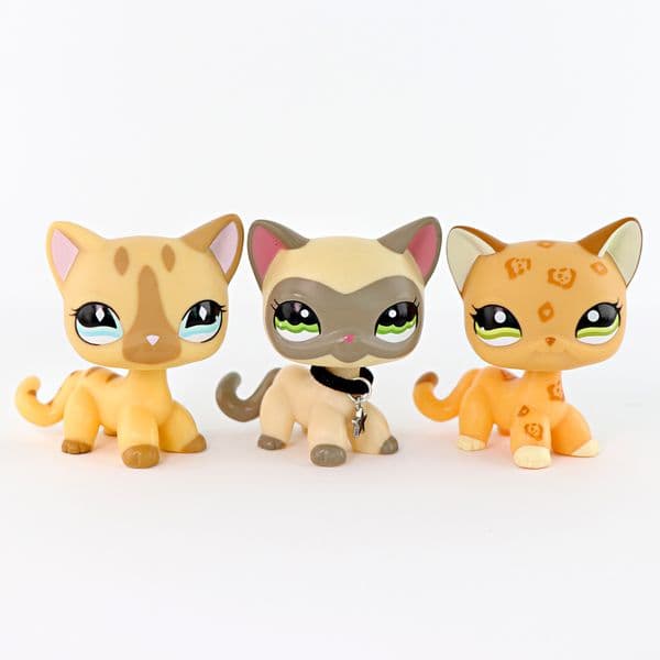 3 pcs Mini Pet Toy LPS Little Pet Figure Shorthair Cat 886 1116 1120 Collectible Kid Great Gift Playset