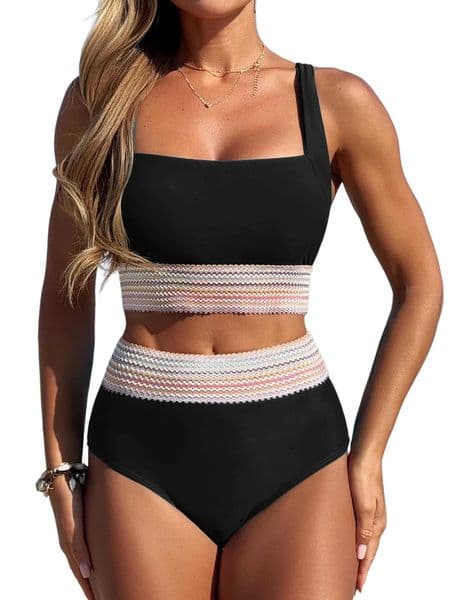 Women High ZAFUL Waisted Bikini Tummy Control Swimsuits Two Piece Swim Suits for Women 2025 Sporty Bathing Suit Swimwear T260604