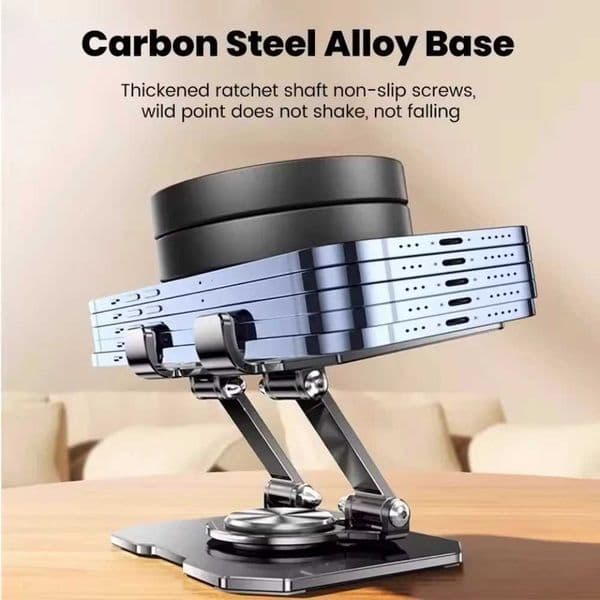 GeneralDegree 360 Rotating Metal Hollowed Out Tablet Desktop Holder Adjustable Folding Monitor Stand for ipad Phone UniversalT2600604