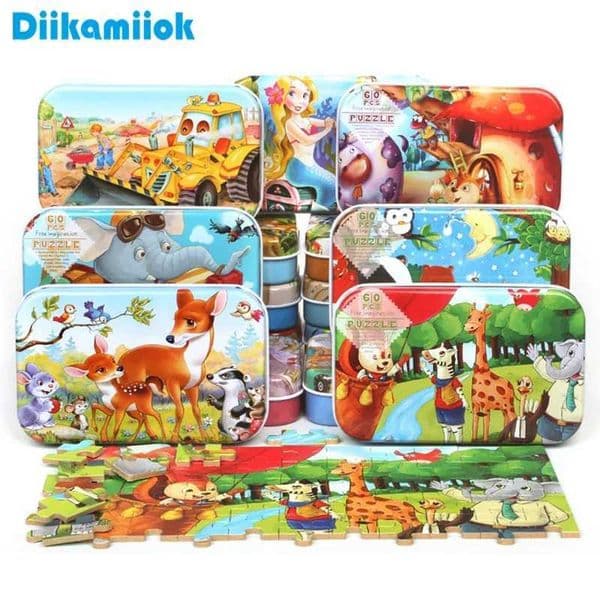 1pc 60piece Jigsaw Puzzle for Kids Educational Toys Children Cartoon Animal Puzzles Intellectual Development Montessori Games L260604MZRZ