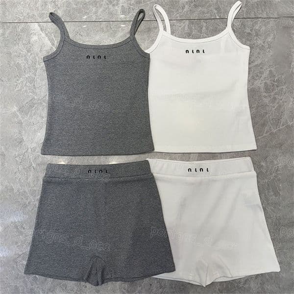 Camisoles & Tanks Luxury Letters Embroidered Boxers For Women Designer Sexy Slim Fit Tank Tops Summer Sporty Mini Shorts