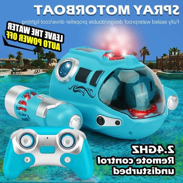 24GHz Rc Boat Toys Remote Control Boat Waterproof Spray Swimming Pool Bathing RC Steamboat For Boys And Girls Childrens Gift L260606