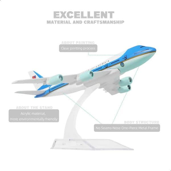 16cm Air Force one 1400 Die-cast Metal Airplane Model with Stand for Aviation Enthusiasts Gift or Display Decorations C260604