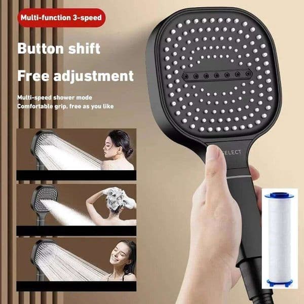 3 Mode High Pressure Water Massage 13cm Large Flow Spray Rainfall Nozzle Square Bathroom Shower Head 26L0604