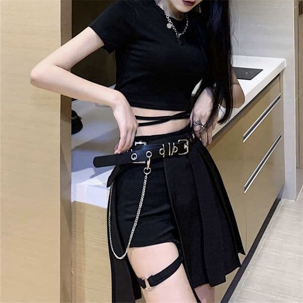 Arrival Women Pleated Skir New Hot sale Short Punk Skirt Short Gothic Harajuku Summer Gray Plaid Skirts Shorts H260604