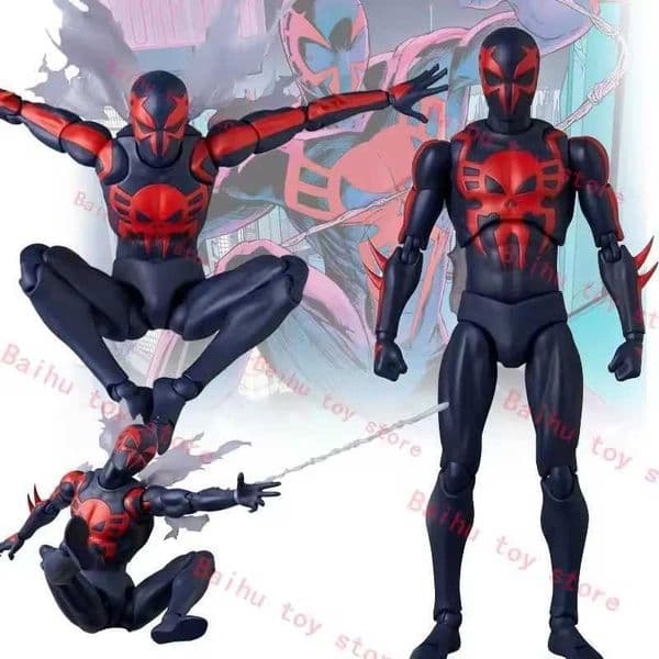 Hot Anime Mafex 239 Spider Man 2099 Comic Version Action Figure Joint Mobile Handpiece Model Desktop Collectibles Toy Boys Gift L260604D1QR