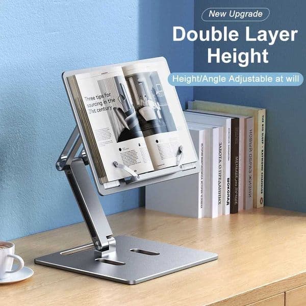 Laptop Aluminum Stand Height Angle Adjustable Reading Stand with Foldable Base Notebook Desktop iPad Stand Tablet Stand HolderT2600604