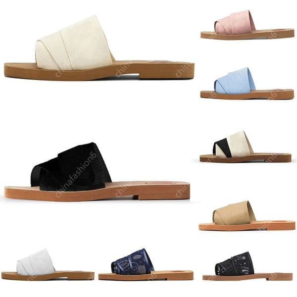 Top Sale Sandals Designer Women Slippers Woody Flat Mules Slides Mila Platform Soft Shoe Embroidered Linen High Heel Sandale Espadrille Wedge Classic Slider
