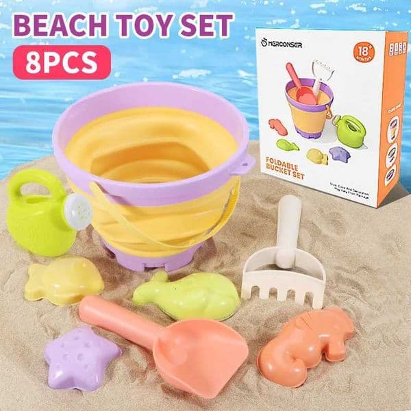 Outdoor Children Beach Folding Bucket Toys Beach Sand Digging Tools Shovels Water Play And Beachcombing SetsT260604