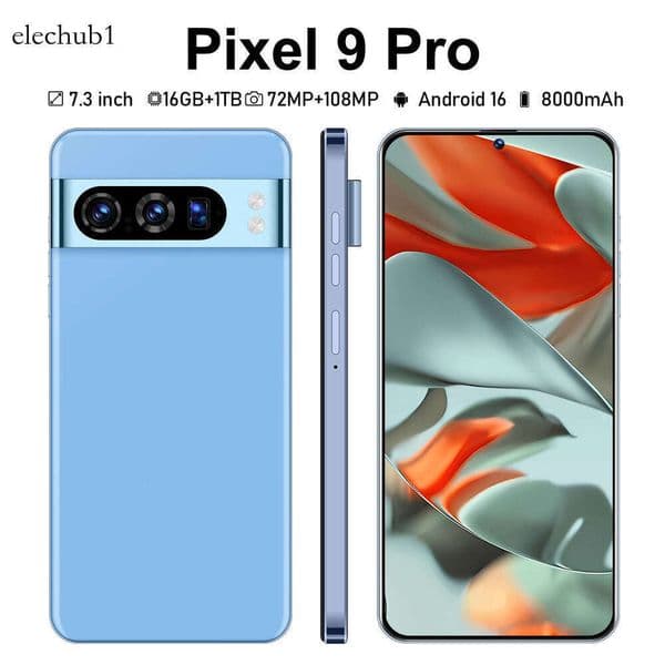 Best-selling smartphone Pixel 9 Pro with a 7.3-inch full HD display, 16GB + 1TB storage, and Android operating system.