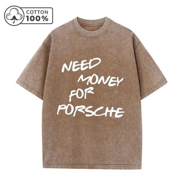 Mens Fashionable Retro Washed T-Shirt Casual Pure Cotton Printed Short Sleeved With Cartoon Text Print Street Style Clothing C260604