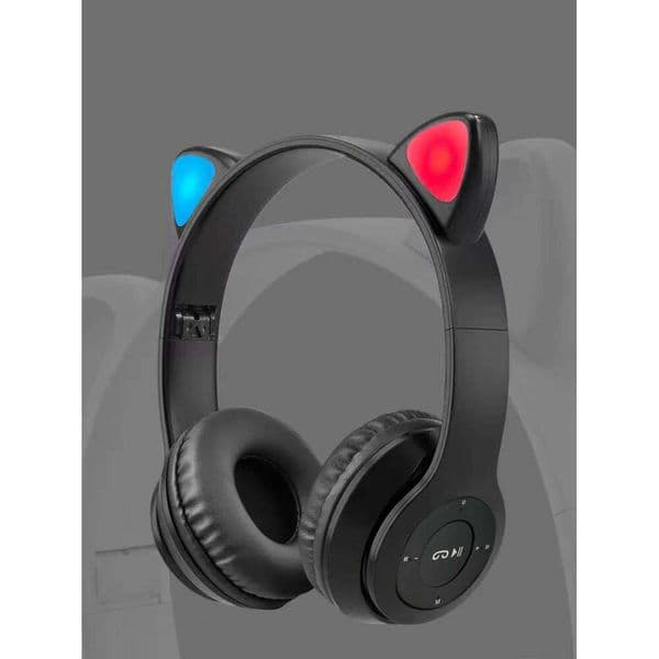 Cat-ear light-emitting Bluetooth headphones, long battery life, wireless and wired modes, over-ear headphones W260604
