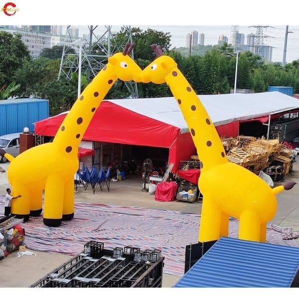 Free delivery Outdoor activities advertising giant inflatable giraffe arch door for Zoo decoration