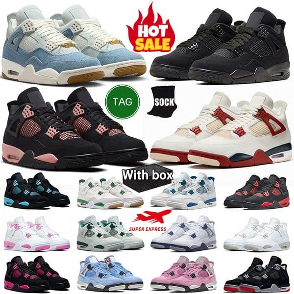 Basketball shoes sneakers 4 mens Grey black White j4 University Blue boy Thunder Lightning What The Red Shoe for green youth Womens