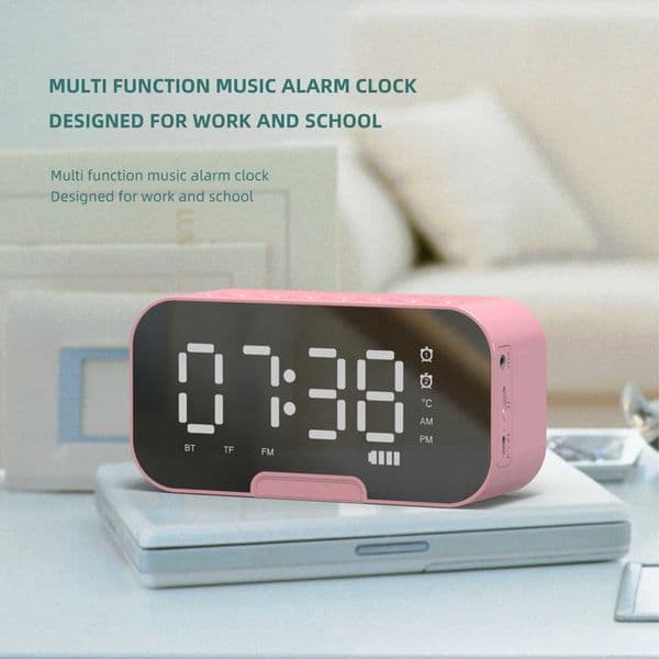 Bluetooth Q5 Wireless Speaker with Mirror Surface Multifunctional Alarm Clock Card Slot Smart Mini Speaker Gift L260604