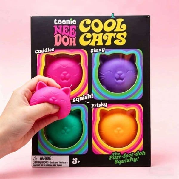 Schylling NEEDOH Cool Cat Squishy Slow Rise Stress Relief Ball Fidget for Adult Kids Anti-Anxiety Sensory Toys 26L0604