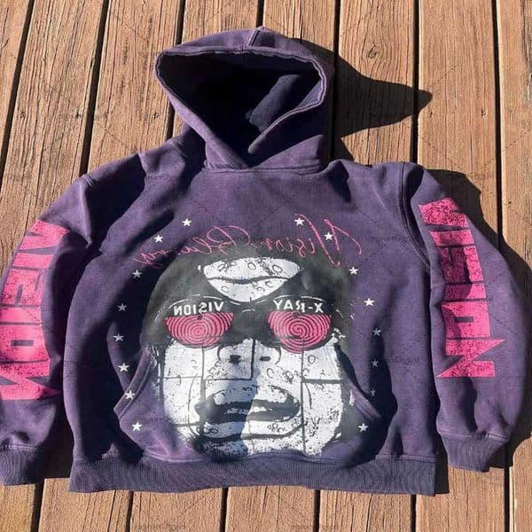 Cartoon American Gothic Letter Super Large Hoodie Mens Loose Style Zipper Sweatshirt Womens S260604