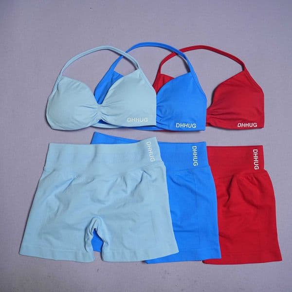 DHHUG Womens Seamless 2 Piece Workout Set Sports Bra and Short Leggings High Stretch Yoga Gym Running Cycling Activewear C260604
