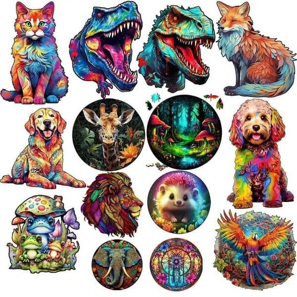 Unique Wooden Animal Jigsaw Puzzles Colorful Turtle 3D Puzzle Gift Fabulous Gift Interactive Toy for Adults Kid Educational L2606044NKA