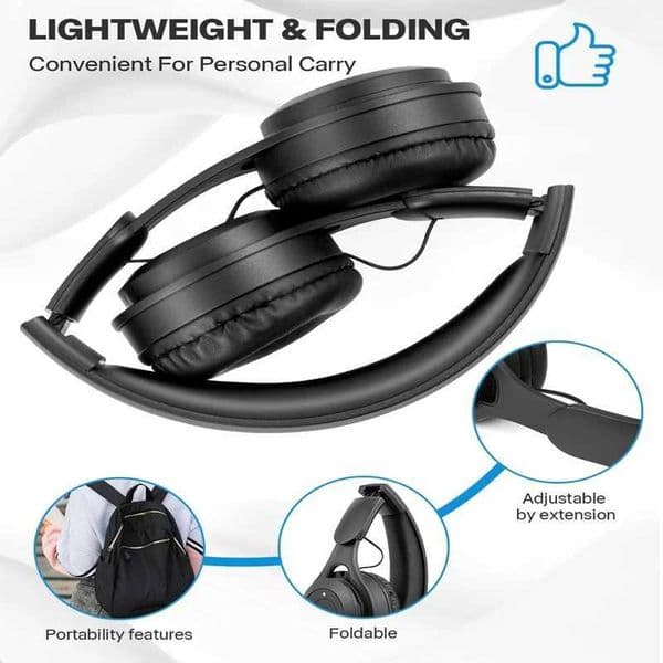 Wireless Bluetooth 50 Headphones Foldable Over-Ear Headset HiFi Stereo Sound Soft Skin-Friendly EarmuffsL260604