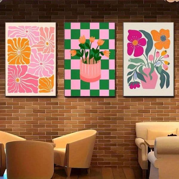 Vibrant Flowers and Vases Canvas Prints Bohemian Minimalist Plant Wall Art Posters for Modern Living Room Bedroom Home Decor 26Y0604