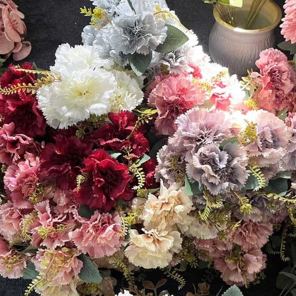 Mixed Color Carnation Bouquet, Artificial Flower Stems for Wedding & Home Decor L260601